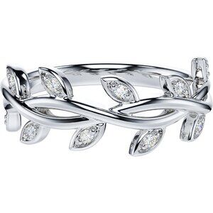 Women's Genuine Moissanit Brilliant Diamond Sterling Silver Twisted Wedding Ring